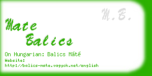 mate balics business card